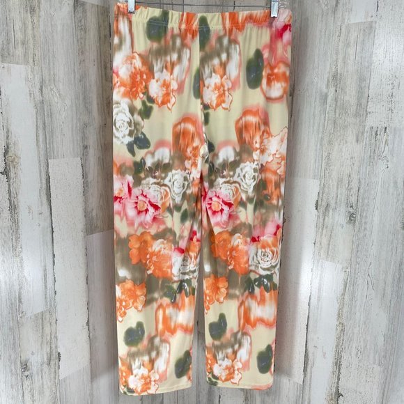 Peck & Peck Women's Orange Floral Boho Elastic Waist Stretch Lounge Pants‎ XL - Picture 7 of 7